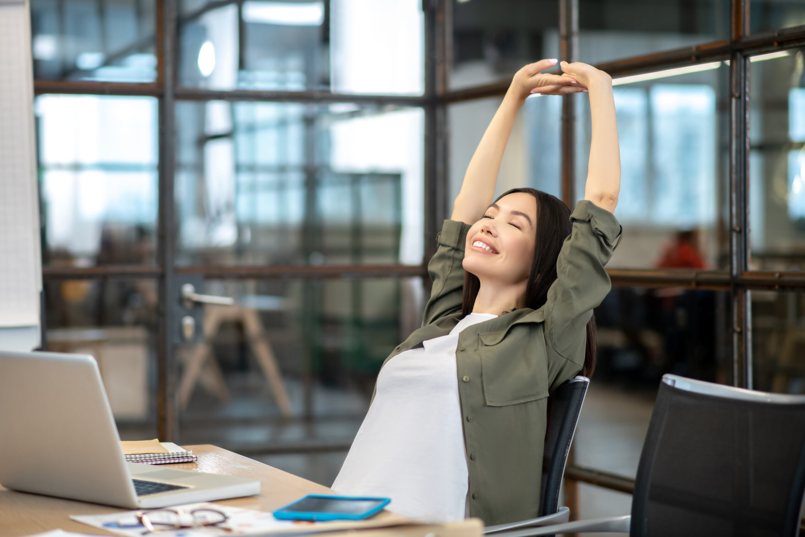 Woman stretching, promoting physical well-being